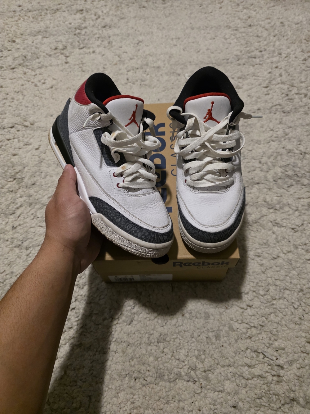 Air Jordan 3 Retro White Black Red Sneakers